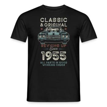Geboren 1955 Geburtstag Oldtimer - Männer T-Shirt - Schwarz - Vorne - AI Model Male 178 light (178cm)