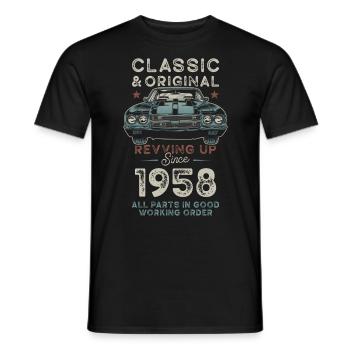 Geboren 1958 Geburtstag Oldtimer - Männer T-Shirt - Schwarz - Vorne - AI Model Male 178 light (178cm)