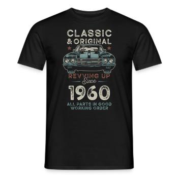 Né en 1960 Anniversaire Voiture classique - T-shirt homme - noir - Devant - AI Model Male 178 light (178cm)
