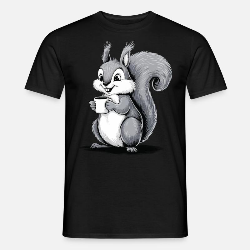 Eichhörnchen Eichhörnchen Kaffee trinken Koffein - Männer T-Shirt - Schwarz