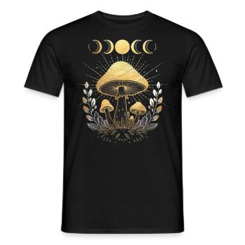 Champignon Champignons Fleur Floral Pleine Lune Demi-Lune - T-shirt homme - noir - Devant - AI Model Male 178 light (178cm)