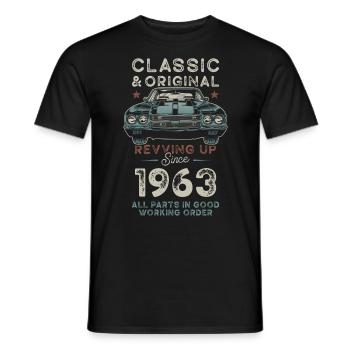 Geboren 1963 Geburtstag Oldtimer - Männer T-Shirt - Schwarz - Vorne - AI Model Male 178 light (178cm)