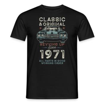 Geboren 1971 Geburtstag Oldtimer - Männer T-Shirt - Schwarz - Vorne - AI Model Male 178 light (178cm)