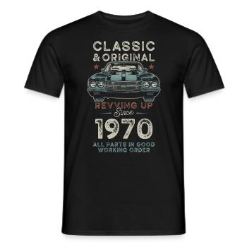 Geboren 1970 Geburtstag Oldtimer - Männer T-Shirt - Schwarz - Vorne - AI Model Male 178 light (178cm)