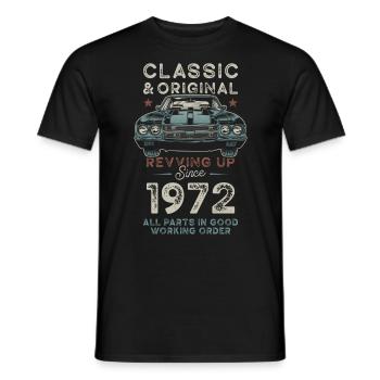 Né en 1972 Anniversaire Voiture classique - T-shirt homme - noir - Devant - AI Model Male 178 light (178cm)
