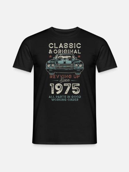 Geboren 1975 verjaardag klassieke auto - Heren T-shirt - zwart
