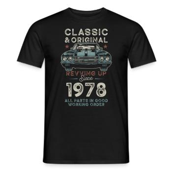 Né en 1978 Anniversaire Voiture classique - T-shirt homme - noir - Devant - AI Model Male 178 light (178cm)