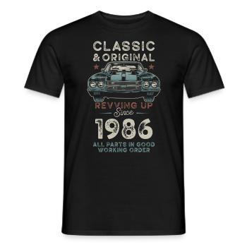 Né en 1986 Anniversaire Voiture classique - T-shirt homme - noir - Devant - AI Model Male 178 light (178cm)