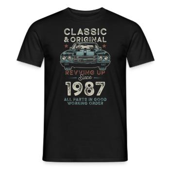 Né en 1987 Anniversaire Voiture classique - T-shirt homme - noir - Devant - AI Model Male 178 light (178cm)
