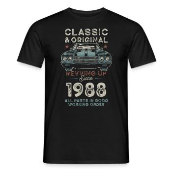 Né en 1988 Anniversaire Voiture classique - T-shirt homme - noir - Devant - AI Model Male 178 light (178cm)