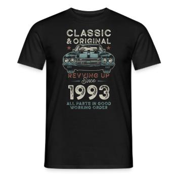 Born 1993 Birthday Classic Car - Men's T-Shirt - black - Front - AI Model Male 178 light (178cm)