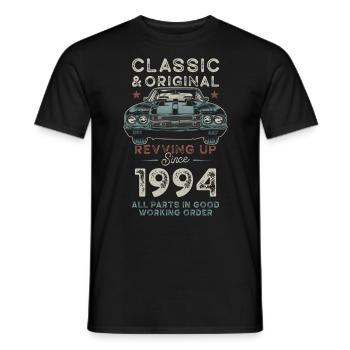 Geboren 1994 Geburtstag Oldtimer - Männer T-Shirt - Schwarz - Vorne - AI Model Male 178 light (178cm)