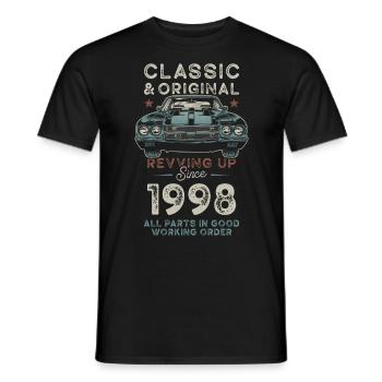 Né en 1998 Anniversaire Voiture classique - T-shirt homme - noir - Devant - AI Model Male 178 light (178cm)