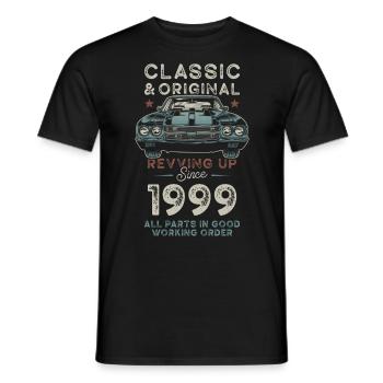Né en 1999 Anniversaire Voiture classique - T-shirt homme - noir - Devant - AI Model Male 178 light (178cm)
