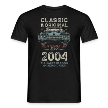 Né en 2004 Anniversaire Voiture classique - T-shirt homme - noir - Devant - AI Model Male 178 light (178cm)
