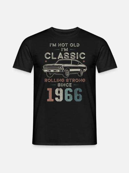 Geboren 1966 Geburtstag Oldtimer - Männer T-Shirt - Schwarz