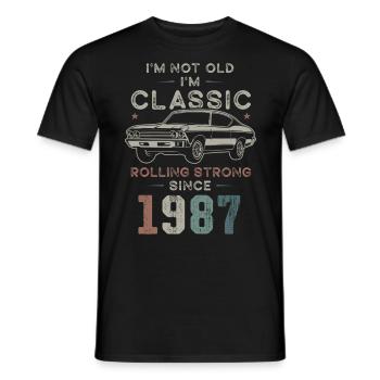 Born 1987 Birthday Classic Car - Men's T-Shirt - black - Front - AI Model Male 178 light (178cm)
