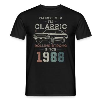 Né en 1988 Anniversaire Voiture classique - T-shirt homme - noir - Devant - AI Model Male 178 light (178cm)
