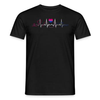 Bisexuel Heartbeat Bi Flag Couleurs LGBTQ+ - T-shirt homme - noir - Devant - AI Model Male 178 light (178cm)