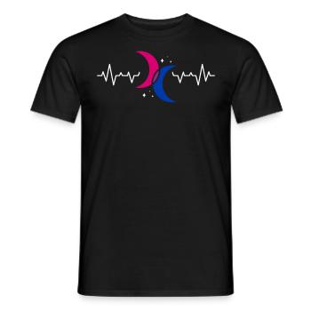 Bi Moon Heartbeat Drapeau de la fierté bisexuelle - T-shirt homme - noir - Devant - AI Model Male 178 light (178cm)