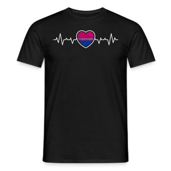 Bi Heartbeat Bisexual Pride Drapeau Couleurs Amour - T-shirt homme - noir - Devant - AI Model Male 178 light (178cm)