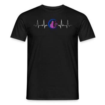 Bisexual Moon Cat Heartbeat Pride Colors - Men's T-Shirt - black - Front - AI Model Male 178 light (178cm)