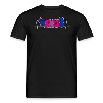 Bisexuel Fierté Chiens Battement de cœur Drapeau Drôle - T-shirt homme - noir - Devant - AI Model Male 178 light (178cm)