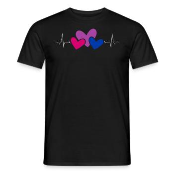 Bisexuel Fierté Cœurs flottants Battement de cœur - T-shirt homme - noir - Devant - AI Model Male 178 light (178cm)