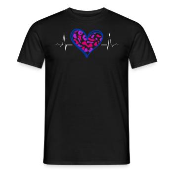 Fierté bisexuelle Cœur Battement de cœur Drapeau - T-shirt homme - noir - Devant - AI Model Male 178 light (178cm)