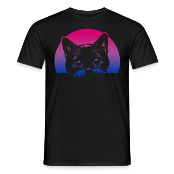 Bisexual Cat Sunset Pride Colors - Men's T-Shirt - black - Front - AI Model Male 178 light (178cm)