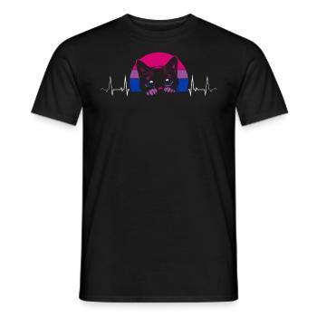 Bisexuell Pride Katze Herzschlag - Männer T-Shirt - Schwarz - Vorne - AI Model Male 178 light (178cm)