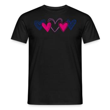 Cute Bi Hearts in Subtle Flag Colors - Men's T-Shirt - black - Front - AI Model Male 178 light (178cm)