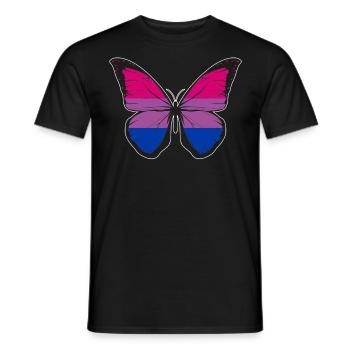 Bi-papillon avec couleurs Drapeau bisexuel - T-shirt homme - noir - Devant - AI Model Male 178 light (178cm)