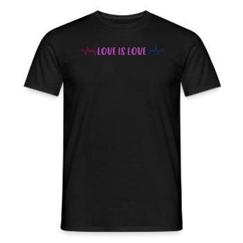 Bisexual heartbeat with Love Is Love message - Men's T-Shirt - black - Front - AI Model Male 178 light (178cm)