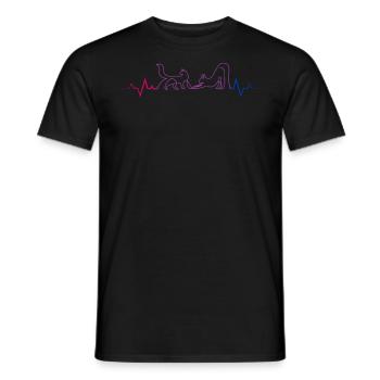Bisexueller Herzschlag mit zwei spielenden Katzen - Männer T-Shirt - Schwarz - Vorne - AI Model Male 178 light (178cm)