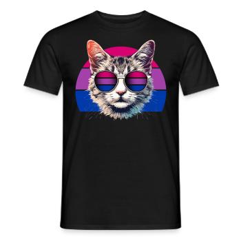 Chat bisexuel Rétro Bi Flag LGBTQ+ - T-shirt homme - noir - Devant - AI Model Male 178 light (178cm)