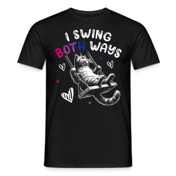 Bisexual Pride Drôle Balançoire Chat Bi Couleurs - T-shirt homme - noir - Devant - AI Model Male 178 light (178cm)