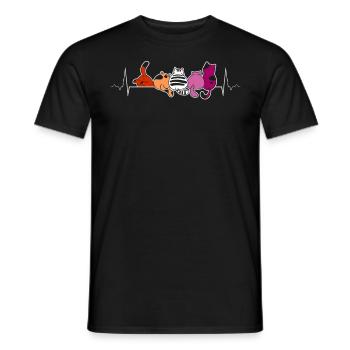 Lesbian Heartbeat With Cute Cats Pride Love - Men's T-Shirt - black - Front - AI Model Male 178 light (178cm)