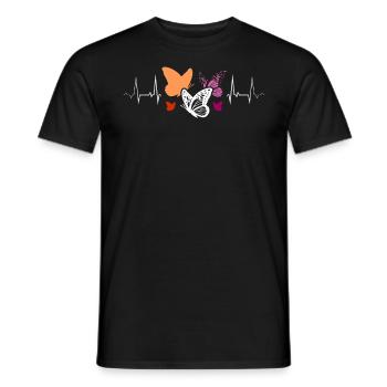 Battement de cœur lesbien avec des papillons Pride - T-shirt homme - noir - Devant - AI Model Male 178 light (178cm)