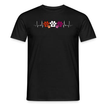 Lesbischer Herzschlag mit Pfotenabdrücken Pride - Männer T-Shirt - Schwarz - Vorne - AI Model Male 178 light (178cm)