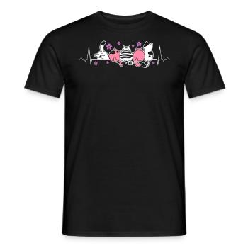 Lesbian heartbeat with cute cats and flowers - Men's T-Shirt - black - Front - AI Model Male 178 light (178cm)