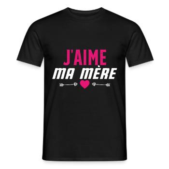 J’aime ma mère fête des mères - T-shirt homme - noir - Devant - AI Model Male 178 light (178cm)