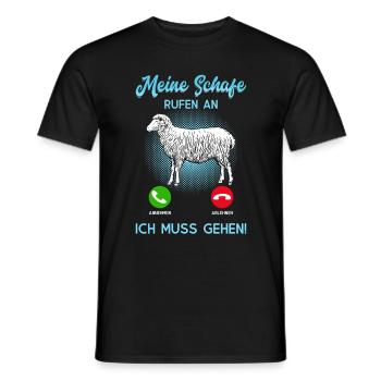 Meine Schafe Rufen An Schäfer Landwirt Geschenk - Männer T-Shirt - Schwarz - Vorne - AI Model Male 178 light (178cm)