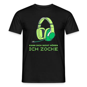 KANN DICH NICHT HÖREN ICH ZOCKE GAMER GAMING - Männer T-Shirt - Schwarz - Vorne - AI Model Male 178 light (178cm)