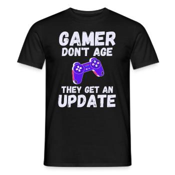 GAMER don't age they get an update Gaming - Men's T-Shirt - black - Front - AI Model Male 178 light (178cm)