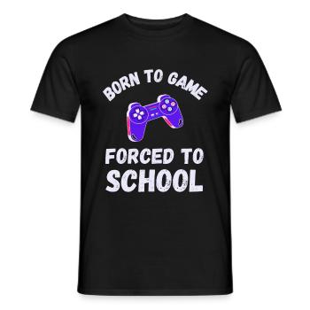 Né pour le jeu Forcé à l’école Jeu drôle de dicton - T-shirt homme - noir - Devant - AI Model Male 178 light (178cm)