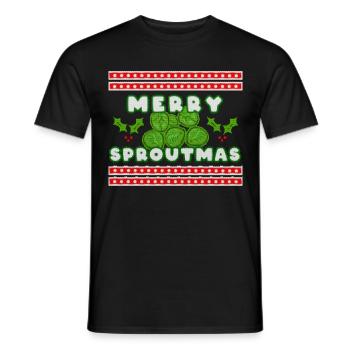 Festive Greenery: Merry Sproutmas - Men's T-Shirt - black - Front - AI Model Male 178 light (178cm)