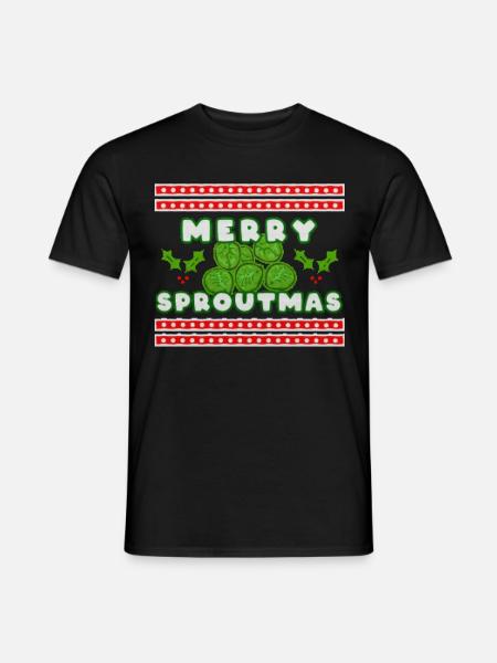 Festive Greenery: Merry Sproutmas - Men's T-Shirt - black