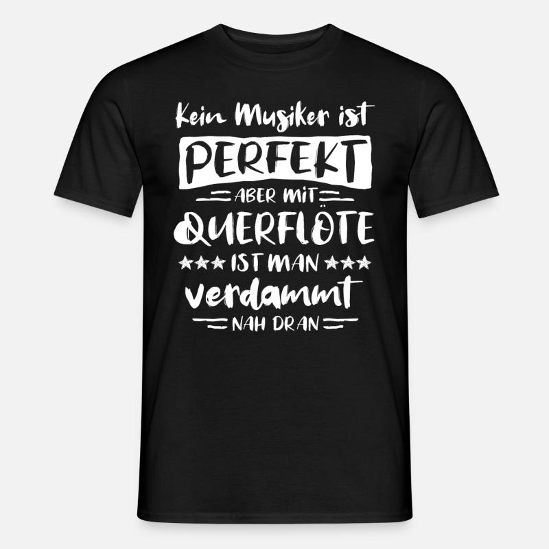 Querflöte Flötist Querflötenspieler Flöte Musiker - Männer T-Shirt - Schwarz