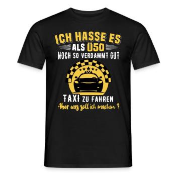 Taxifahrer Ü50 Geburtstag 50 Jahre Taxi Fahren - Männer T-Shirt - Schwarz - Vorne - AI Model Male 178 light (178cm)